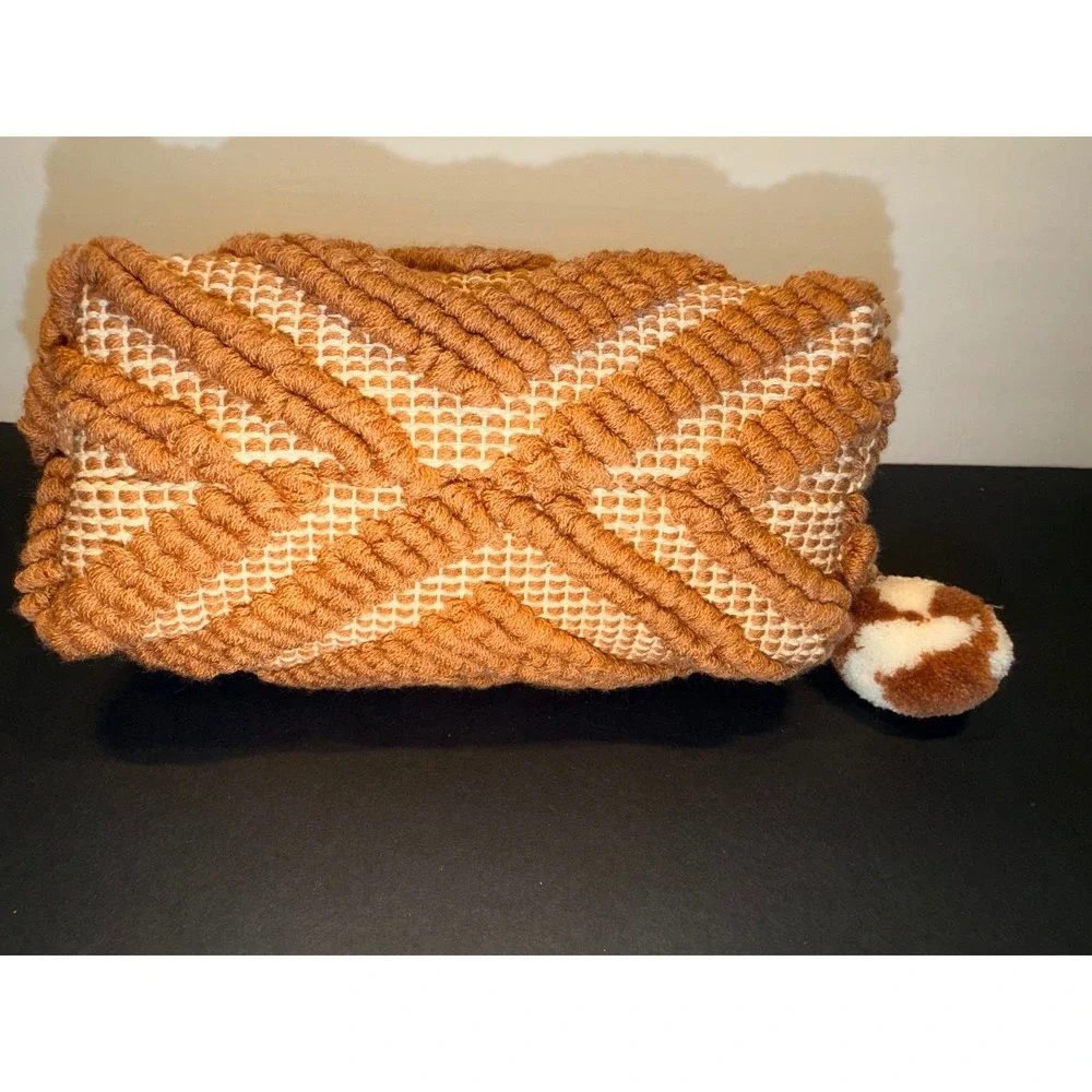 Lovestitch Diamond Carpet Cosmetic Bag Terracotta Pom Pom Tassel Pouch DR-824A